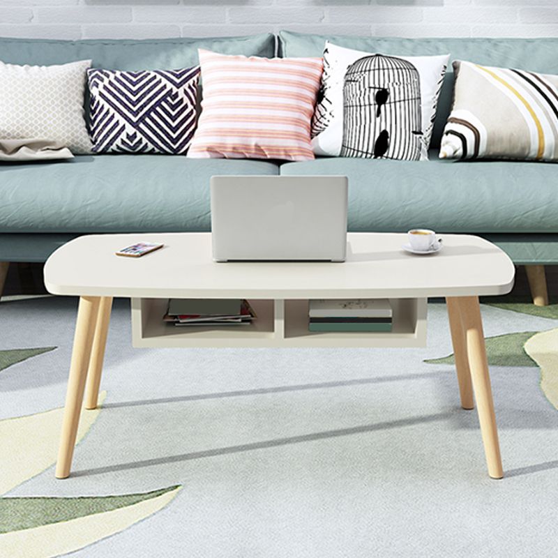 Rectangular Wood 4 Legs 1 Single Coffee Cocktail Table - 16.34" H