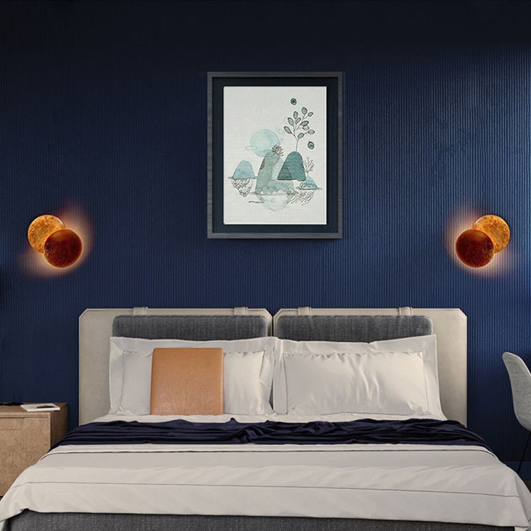 Modern Minimalist Style Circular Wall Sconce Lighting Copper Wall Light for Bedroom