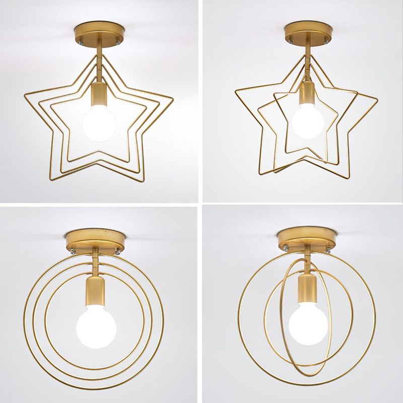 Modern Semi Flush Mount Lighting 1 Light Metal Semi Flush