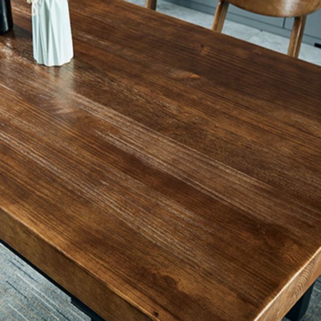 Industrial 1/2/5/7 Pieces Dining Set Solid Wood Dining Table with Leather Chairs