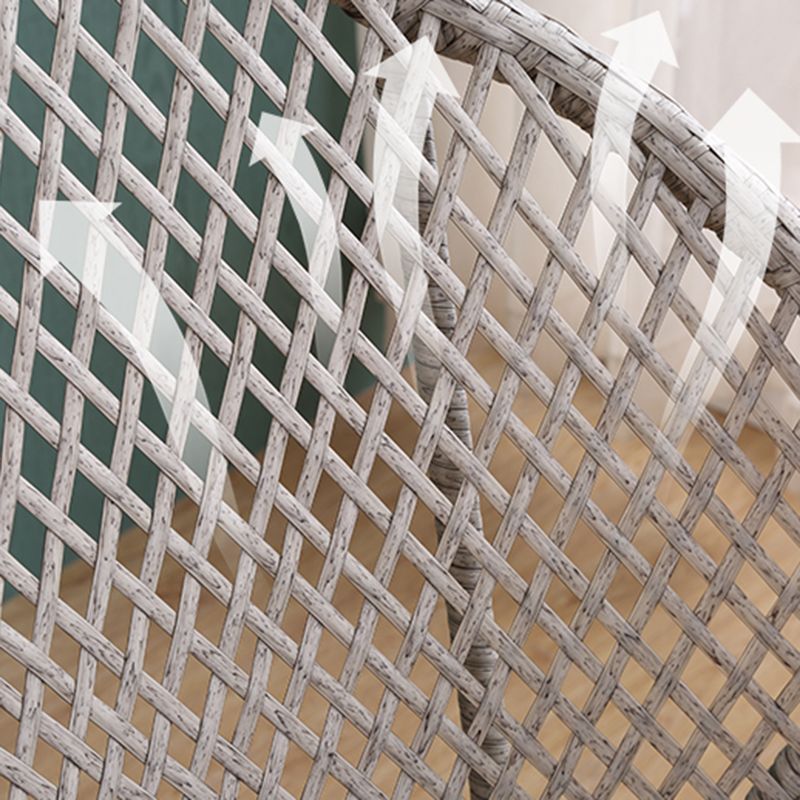 Rattan Rocker Chair Mid-Century Modern Rocking Chair with Gray Frame