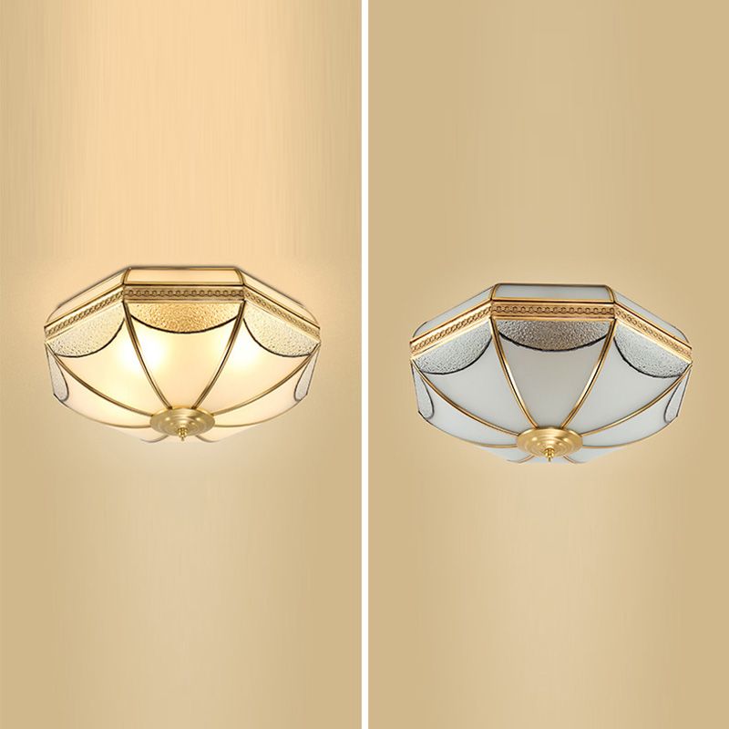 Glass Gold Ceiling Mounted Fixture Shaded Traditional Close to Ceiling Chandelier