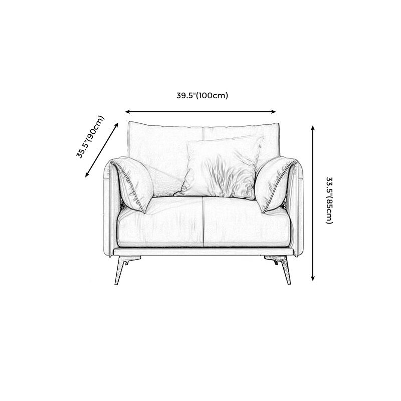 Contemporary Dark Brown Upholstery Sofa with Pillow Back for Living Room