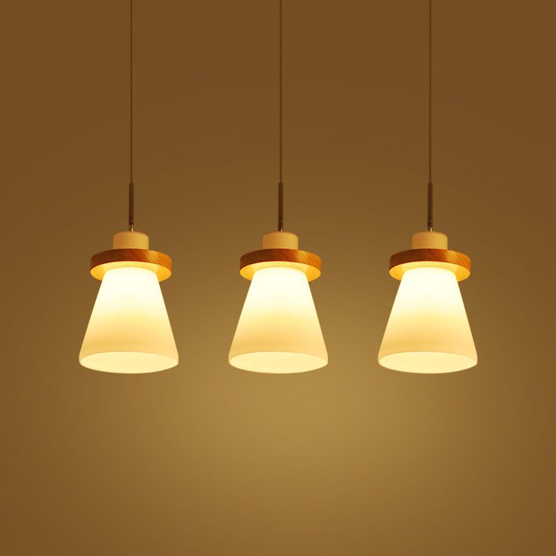 En bois conical pendentif plafonnier léger nordique blanc nordique kit de lumière suspendue pour salle à manger