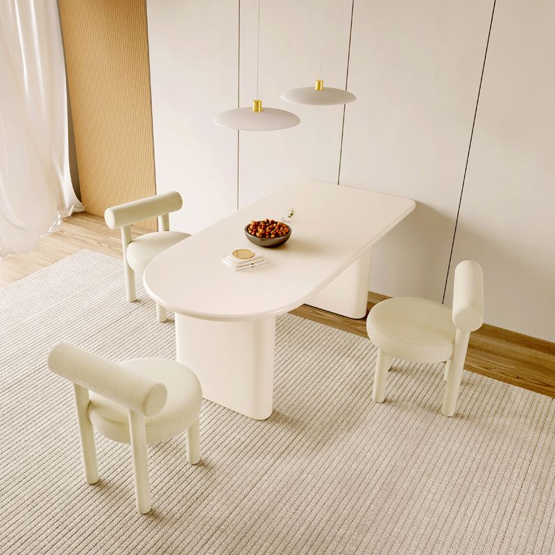 Double Pedestal Dining Table Solid Wood Dining Table in White for Dining Room