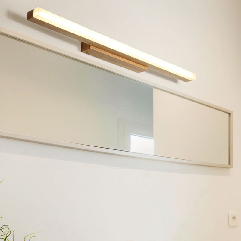 Wood Linear Vanity Wall Sconce Modern Style 1 Light Vanity Lighting Fixtures
