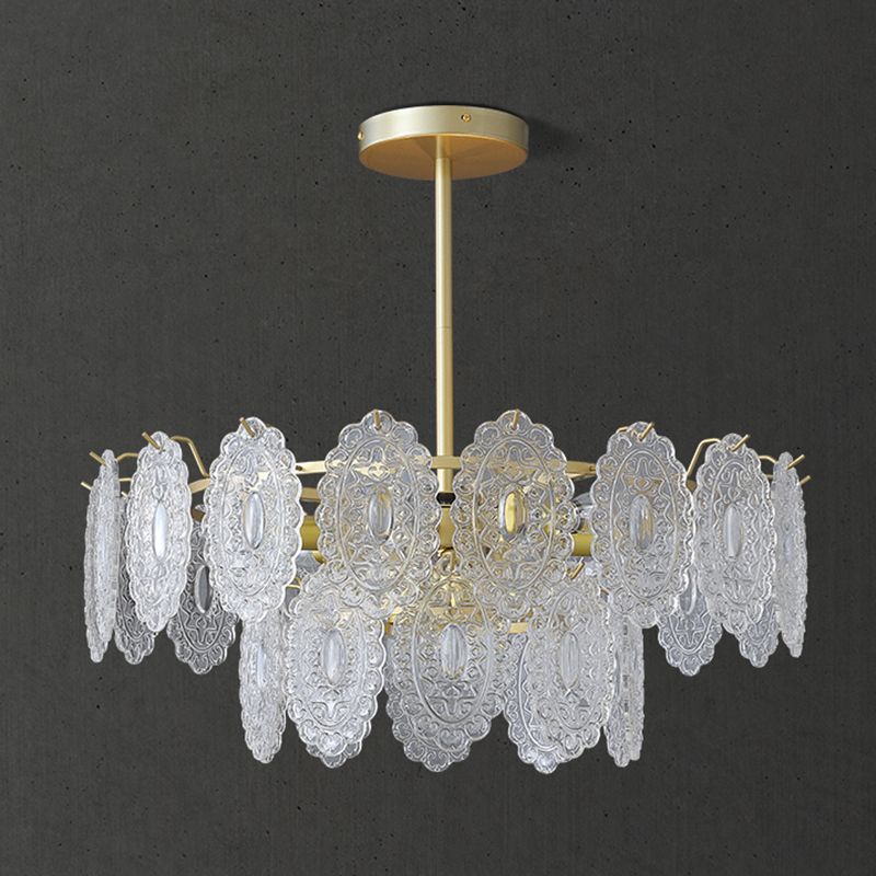 Metal Modern Ceiling Lamp Geometric Shape Island Light with Glass Shade for Living Room