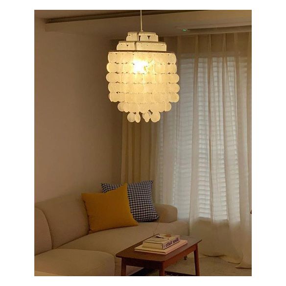 3-Tiers Shells Deco Hanging Light Contemporary Style Single Light Suspension Lamp for Dining Room