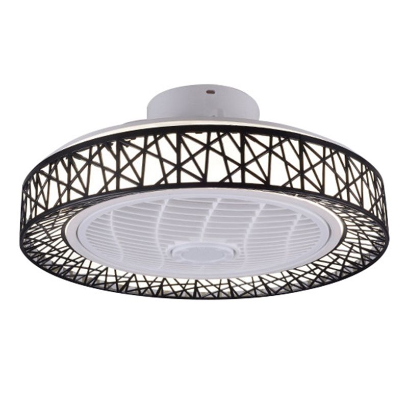 Metal Round Shape Ceiling Fan Modern Style 1 Light Ceiling Fans Fixtures