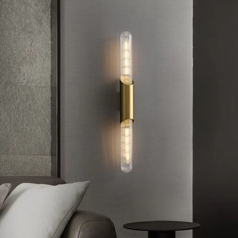 Linear Shape Metal Vanity Sconce Light Modern Style 2-Lights Vanity Mirror Lights in Gold