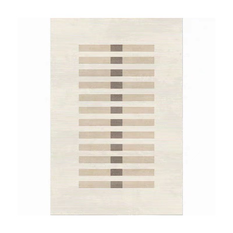 Alfombra de poliéster moderno de beige beige alfombra de rayas de poliéster para sala de estar