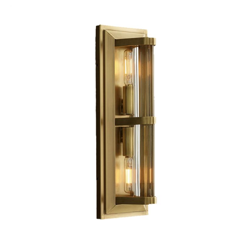 Tube Sconce Light Traditionary Metal 2/3/4 Heads Black/Gold Wall Lamp Fixture for Living Room