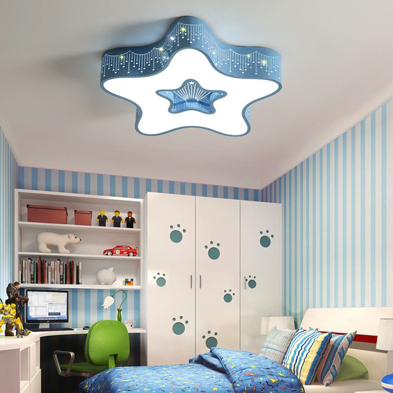 Lámparas empotradas en forma de estrella, lámpara de techo acrílica para niños, dormitorio infantil