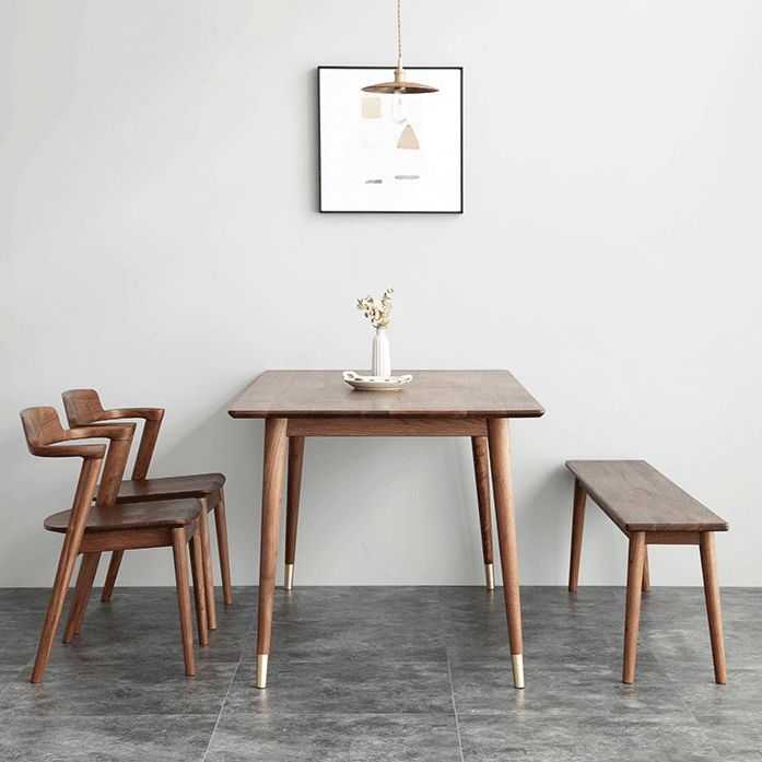 Luxury Pine Wood Table for Restaurant Rectangle Dining Table in Brown with 4 Legs