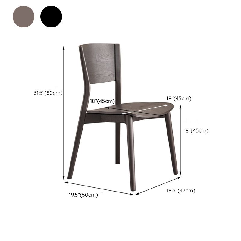 Solid Wood Contemporary Dining Chair Kitchen Armless Open Back Chair