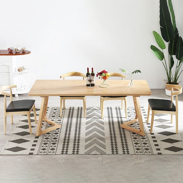 Minimalist 1/2/5 Pieces Furniture Solid Wood Rectangle Dining Table Set in Natural