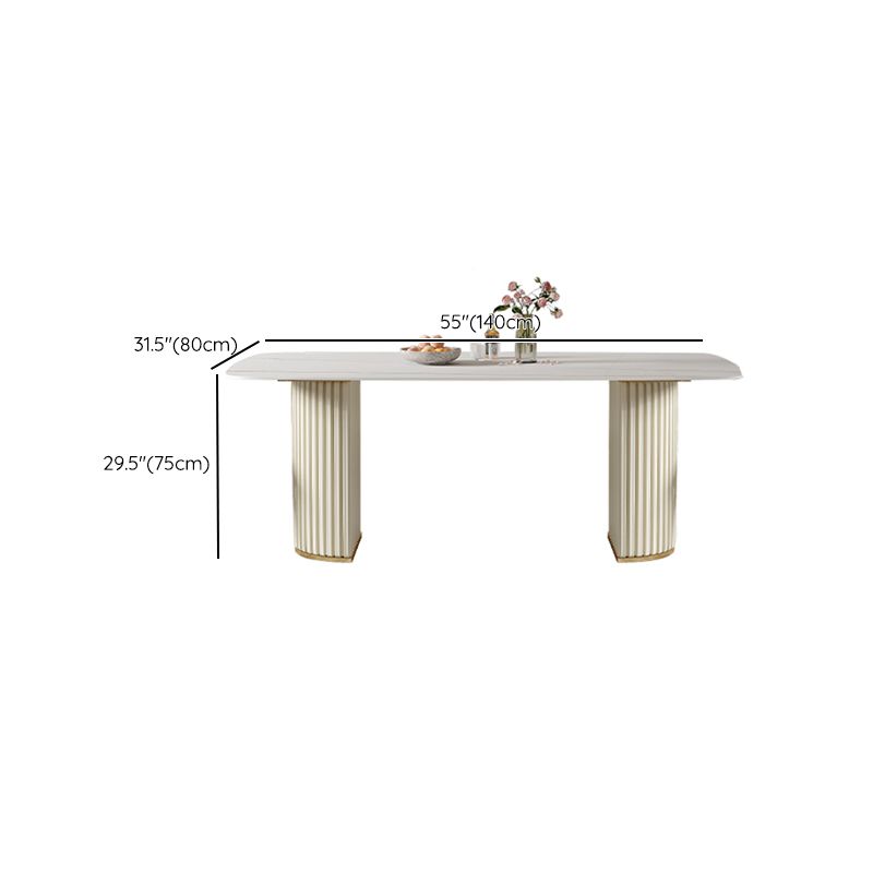 Contemporary Dining Rectangle Table Sintered Stone Table with Metal Legs for Home