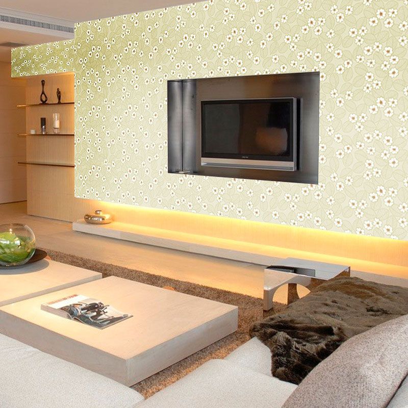 Minimalist Dense Flower Pattern Wallpaper Roll for Girl's Bedroom in Light Green, Easy to Remove, 48.4 sq ft.