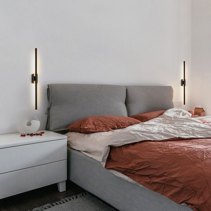 Stile moderno a muro leggero minimalista dritto a led muro con metallo per camera da letto
