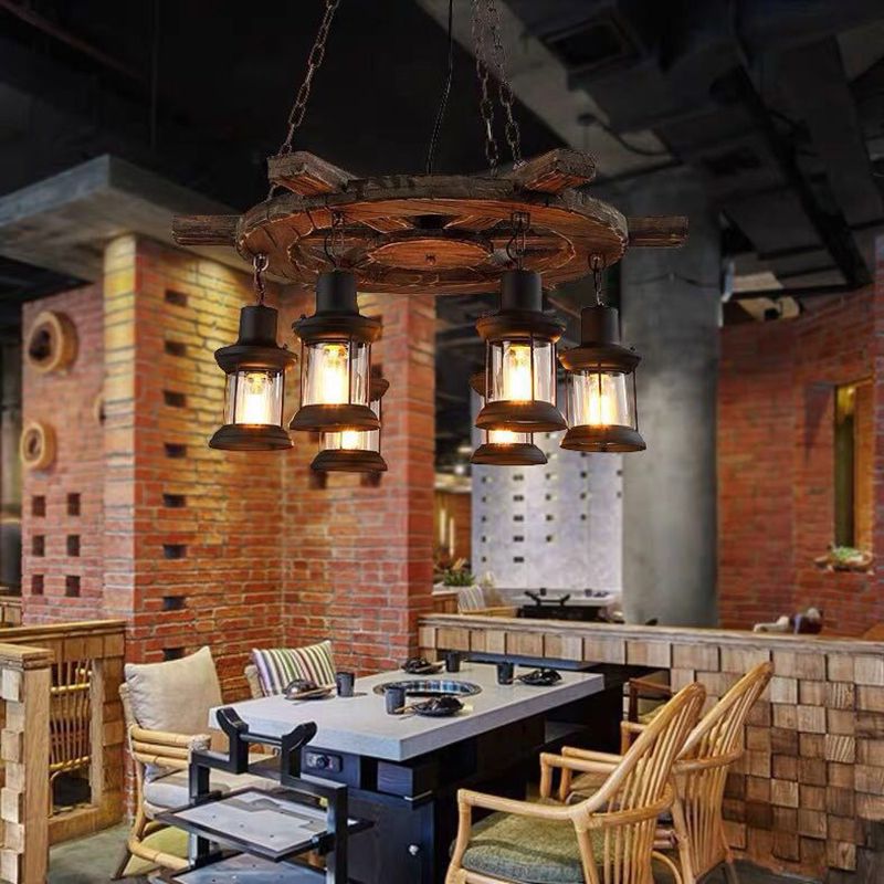 CHANDELIER LETRAGE RÉTRO RÉTRO RETRO 6-LIGHTES VINTAGE NUTICAL KEROSEN LAMP DESIG