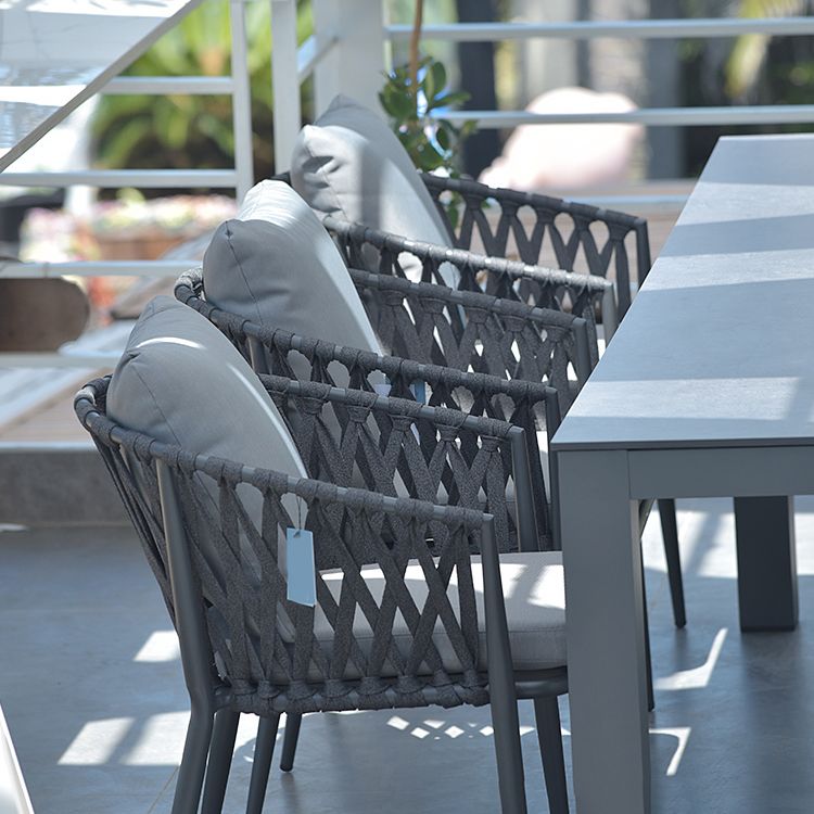 Boho Stone Top Dining Set 1/2/5 Pcs Metal Table with Chairs for Outdoor