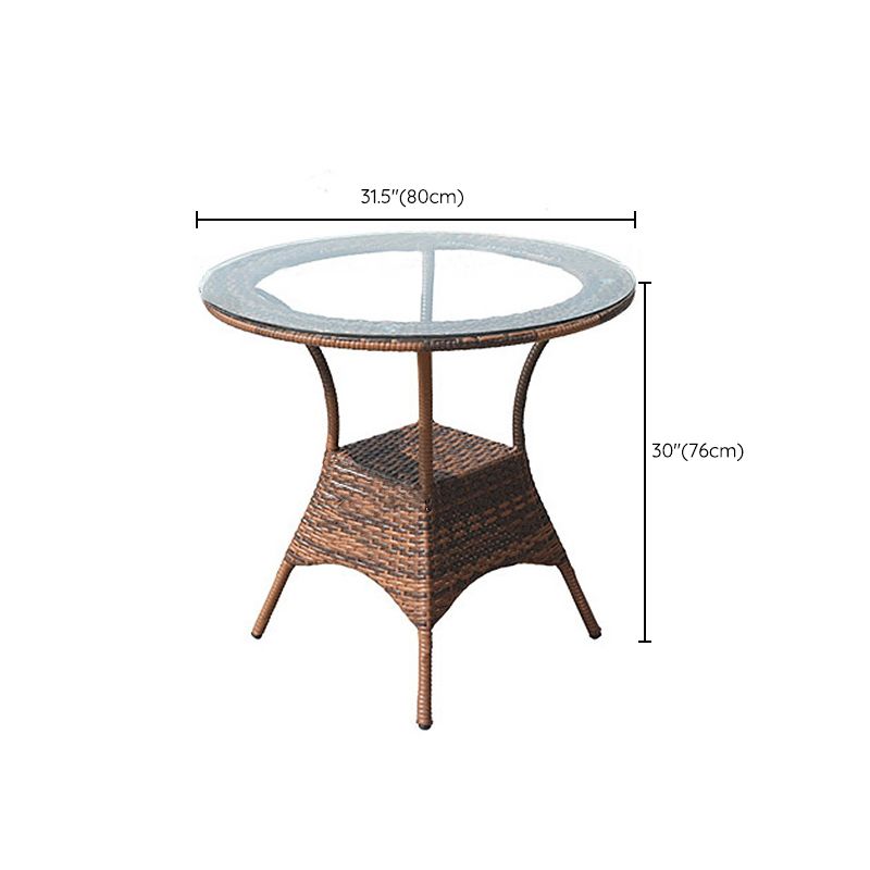 Modern Tempered Glass Outdoor Table Set 1/5 Pieces Dining Table with Rat Base