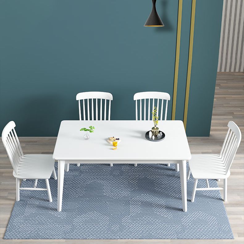 Eigentijdse massieve houten rechthoekige vorm eettafel standaard eettafel met 4 potenbasis