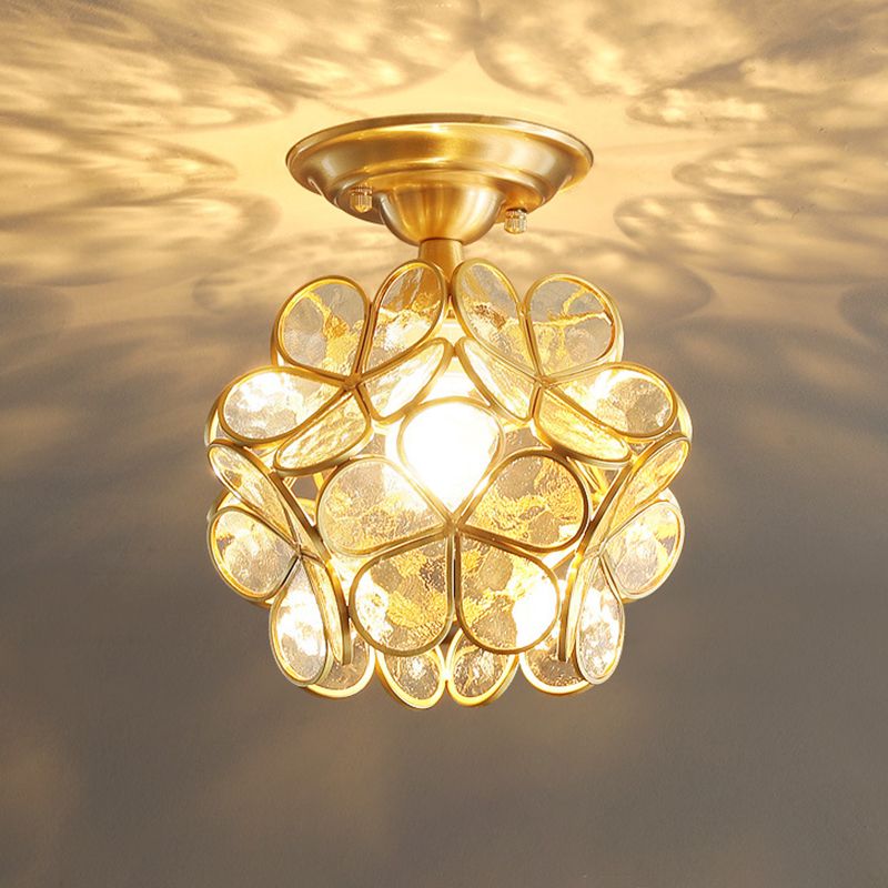 Ceiling Mounted Fixture Minimalist Style Shaded Glass Close to Ceiling Lighting Fixture