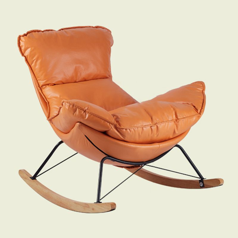 Contemporary Rocking Chair Fabric Upholstered Tufted Wing Chair Back Baby Rocking Chair