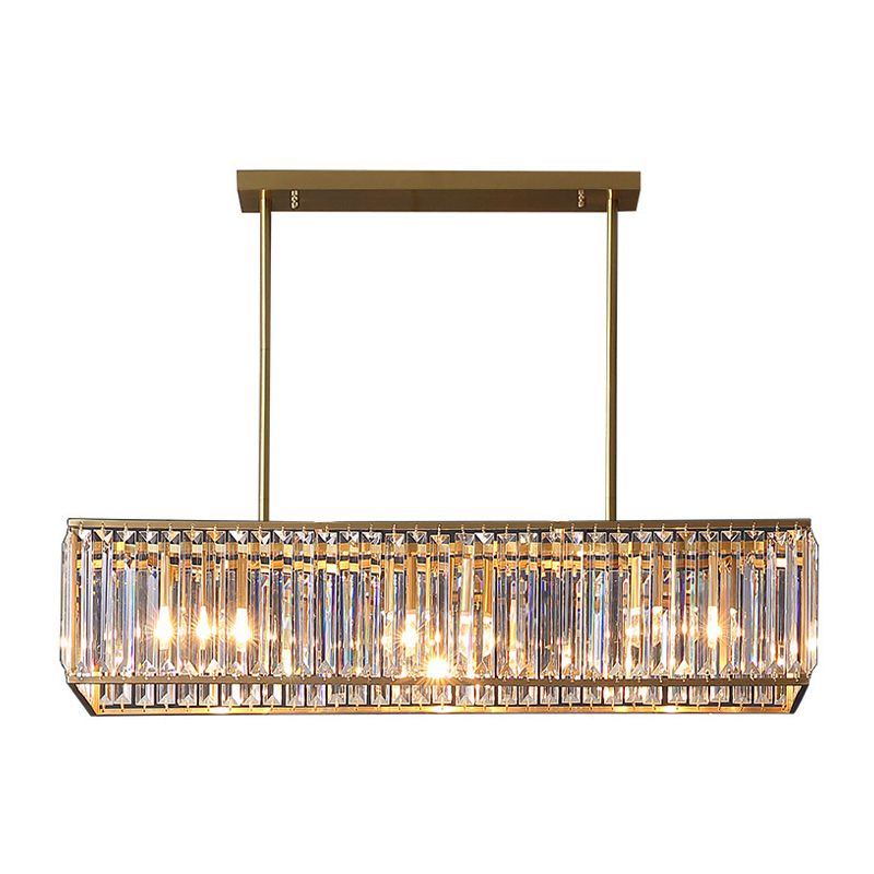 Modern Style Rectangle Shape Island Lights Crystal 3/4 Lights Pendant Light in Gold