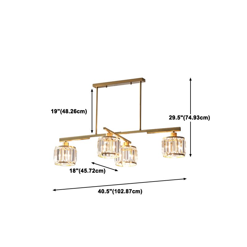 Modern Style Cylinder Island Lighting Fixtures Crystal 4- Light Island Pendant Lights