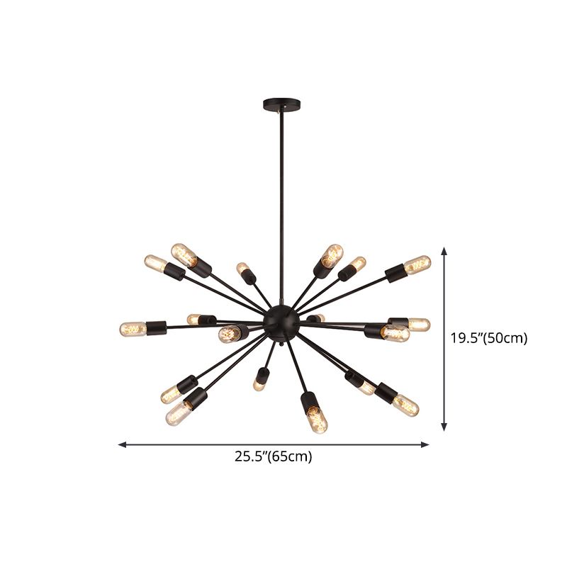 18-Light Sphere Sputnik Chandelier, Starbust Style Metal Led Bulb Ceiling Lights with Adjustable Height