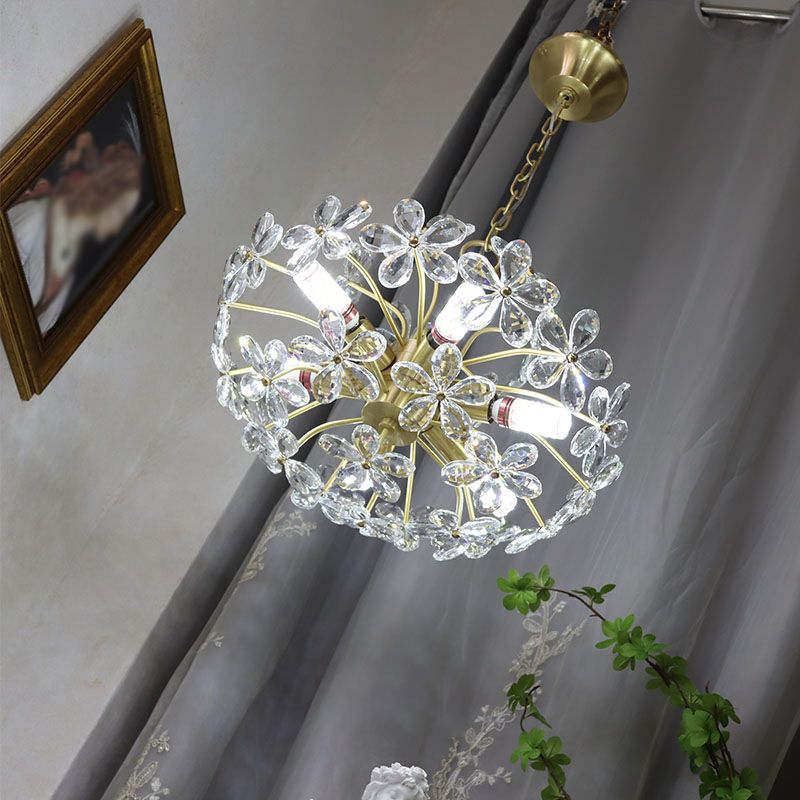 American Style Chandelier Light Fixtures Multi-Head Suspension Pendant Lamps with Crystal