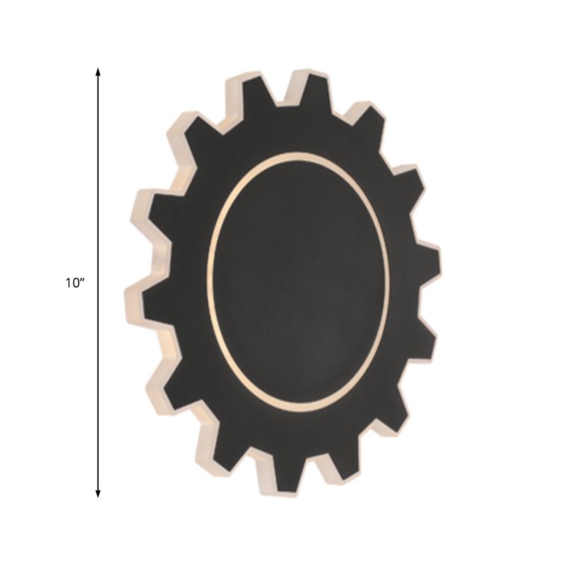 Simple Style Gear Wall Sconce Light Acrylic Black/White LED Bedside Wall Mount Light in Warm/White Light