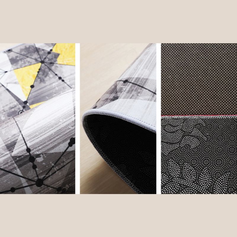Creative Lines Printed Indoor Rug Modern Stylish Polyester Area Rug Easy Care Anti-Slip Backing Carpet for Living Room
