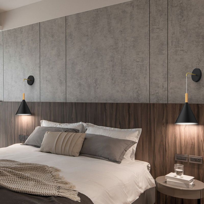 Macaron Style Wall Lamp Metal 1 Light Sconce Light for Bedroom