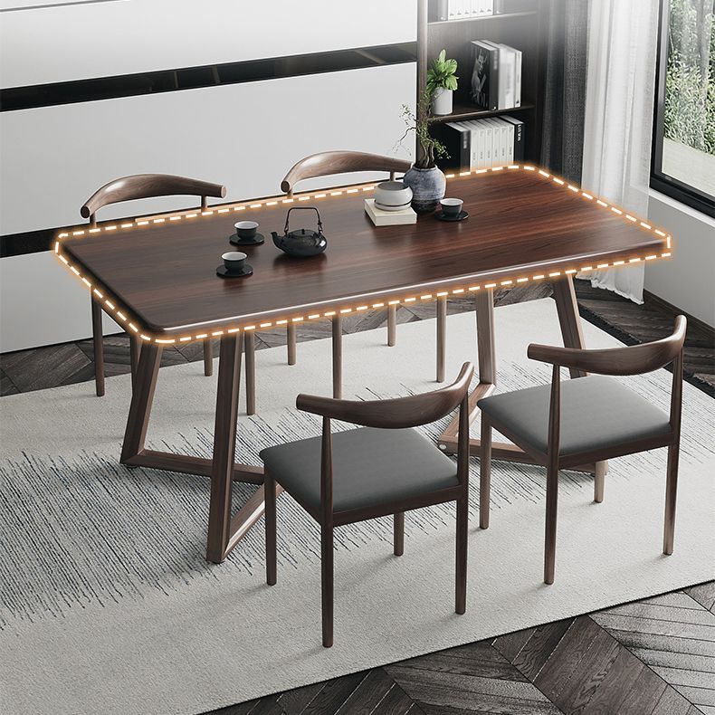 Wooden Modern Dining Room Set with Double Pedestal Base Formal Table Set for Home Use