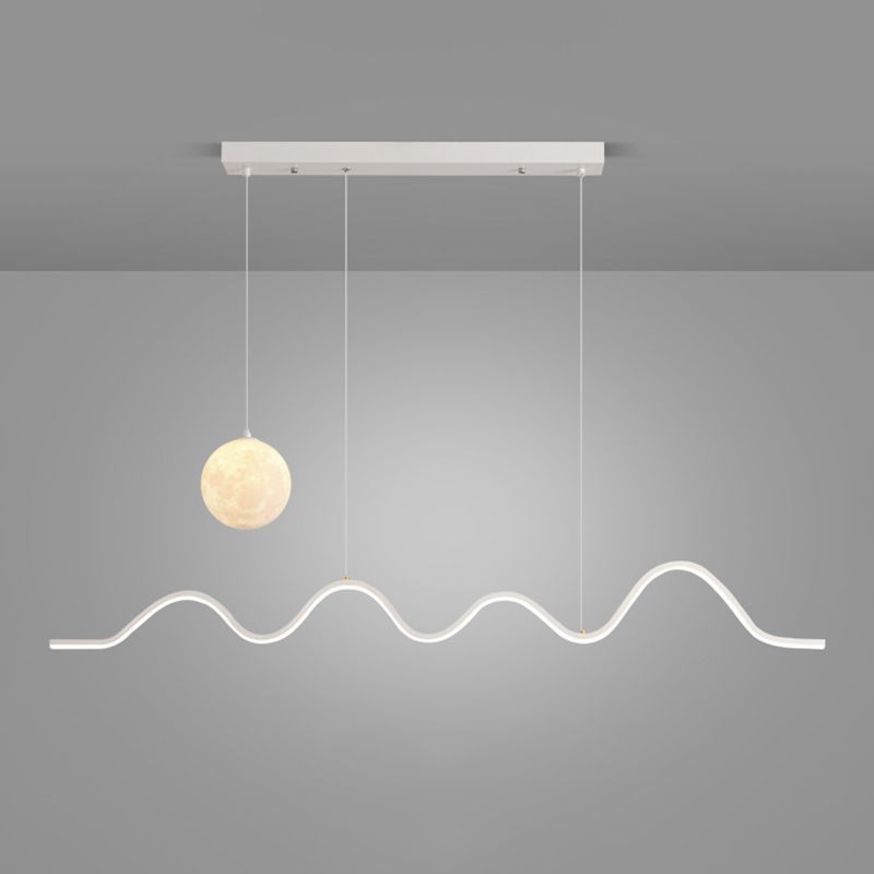 2-Light White/Black/Golden Modernism Kitchen Island Lighting Unique LED Ceiling Light