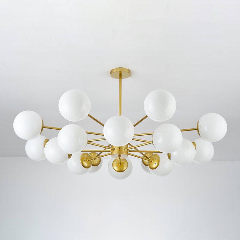White Glass Modern Pendant Light Sputnik Global Ceiling Light for Living Room