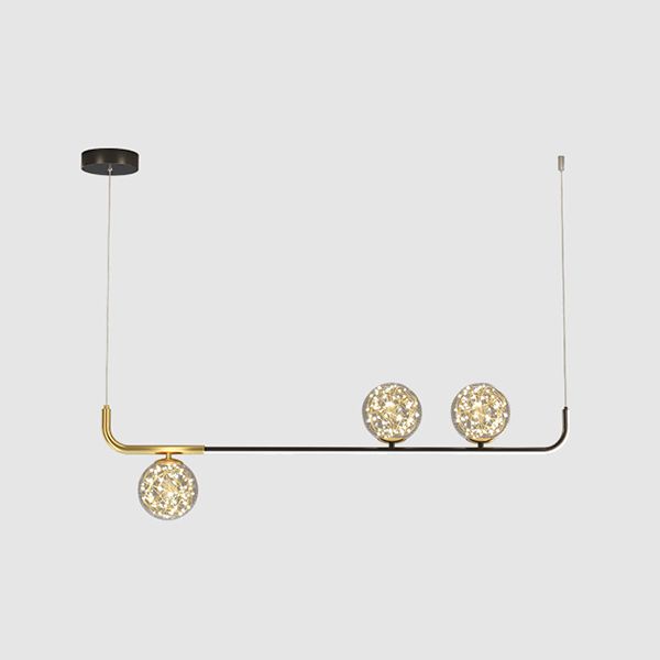 Modern Sphere Island Lighting Glass 4 Light Island Pendant Lights in Gold