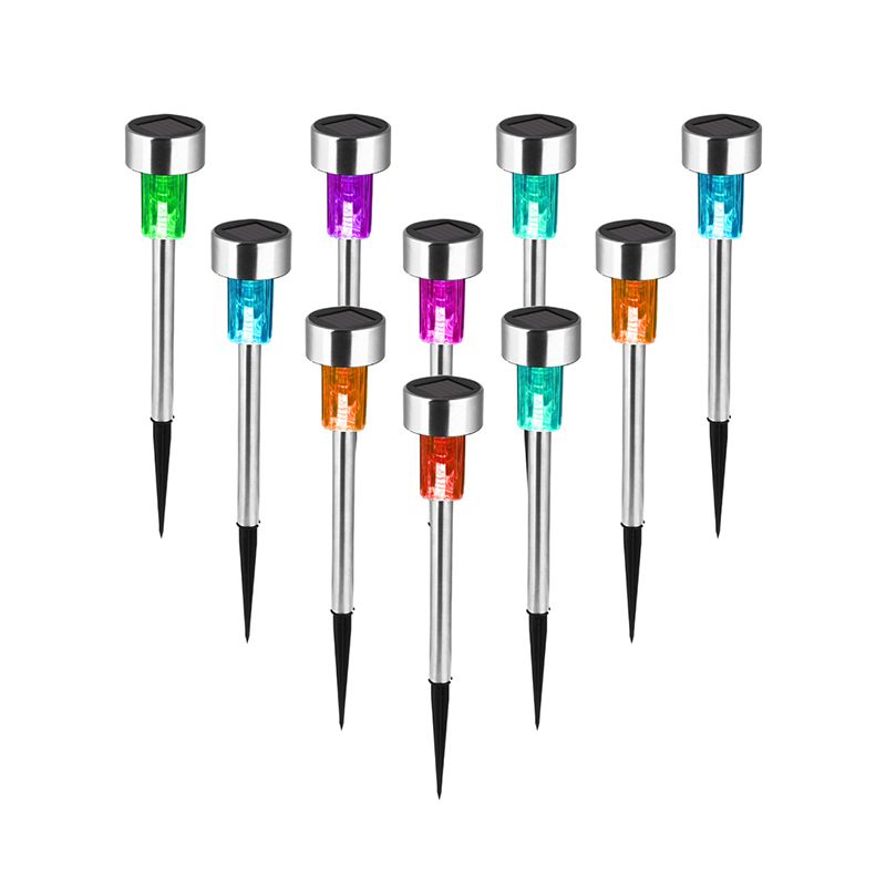 Stainless-Steel Cylindrical Shape LED Lawn Light Decorative Silver Solar Ground Lighting