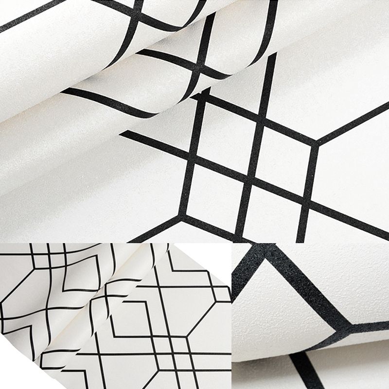 Geo-Gitter-Tapetenrolle, moderne Wanddekoration mit glatter Oberfläche in hellen Farben