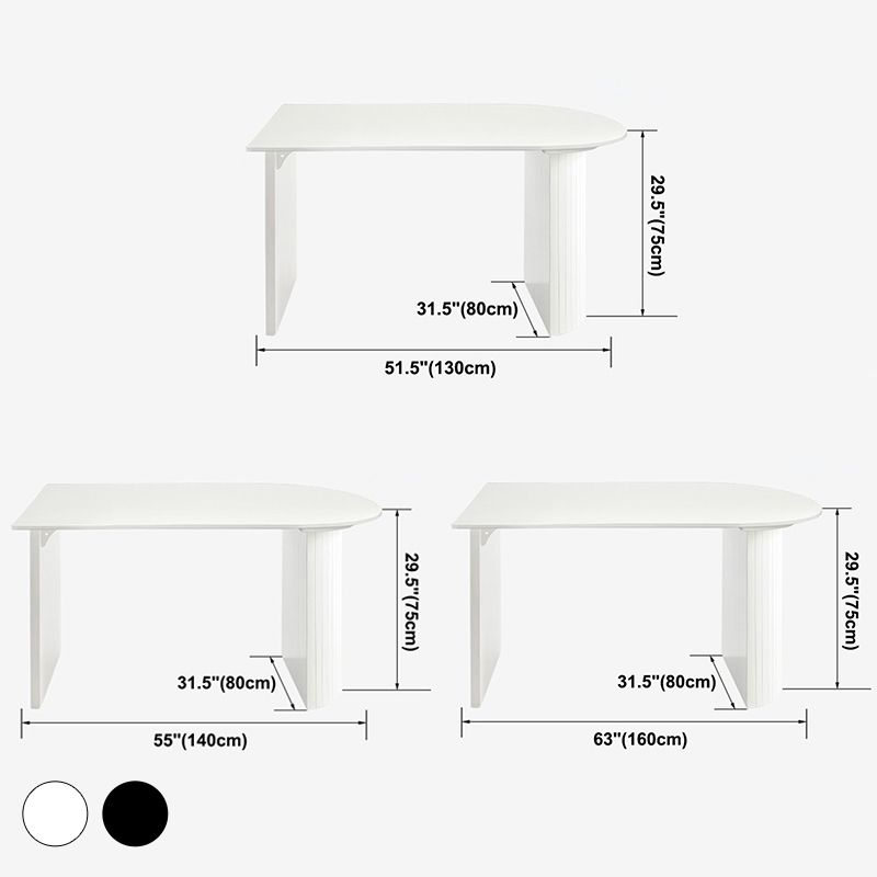 Eigentijdse eettafel gesinterde stenen tafel met dubbele voetstuk om te dineren