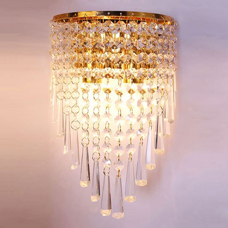 2-Light Unique Shape Wall Light Fixture Modern Crystal Wall Mounted Lighting