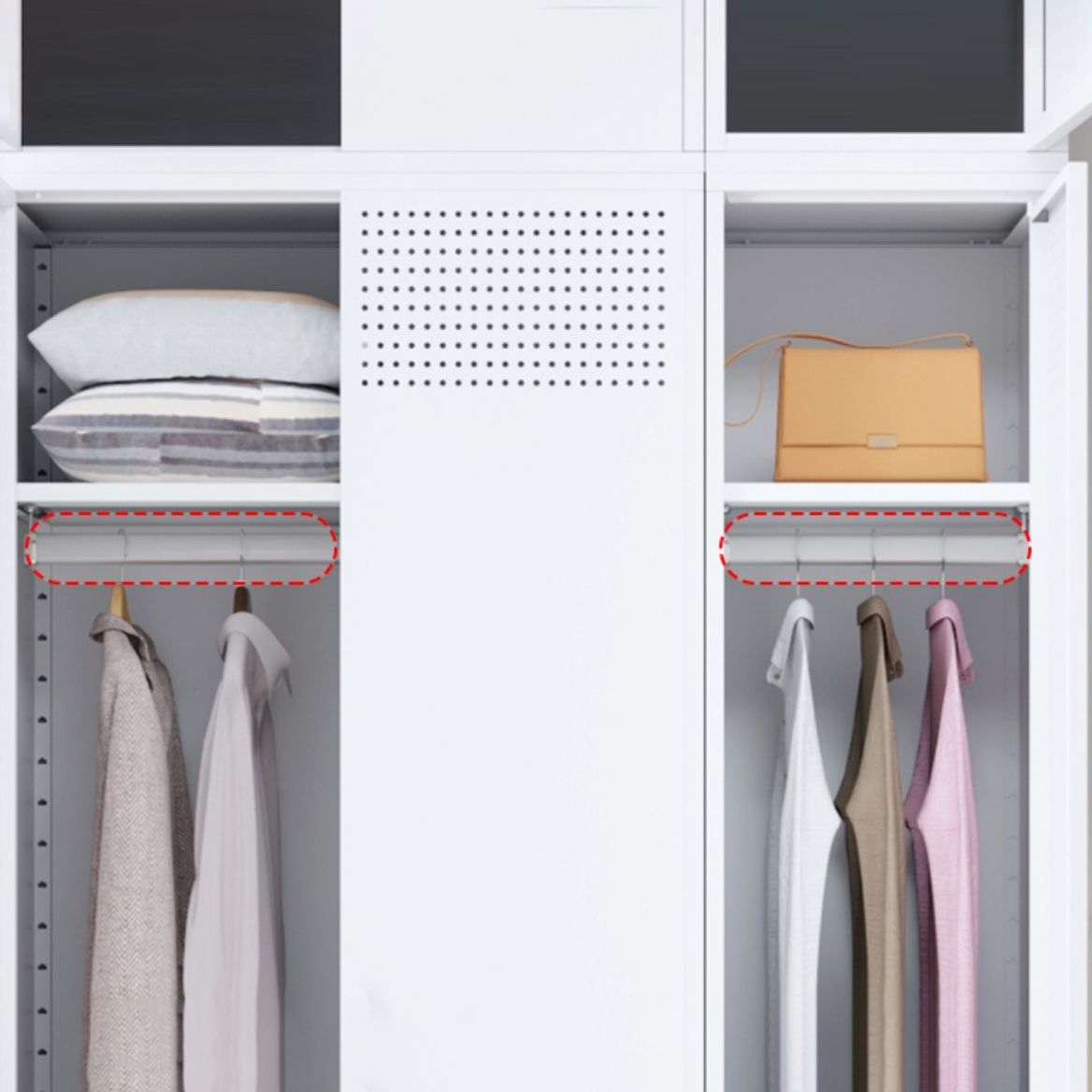 Metallic Finish Cabinet with Legs Contemporary Metal Wardrobe for Home