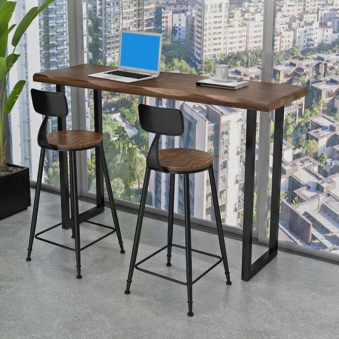 Industrial Solid Wood Bar Table Rectangle Bar Dining Room Table