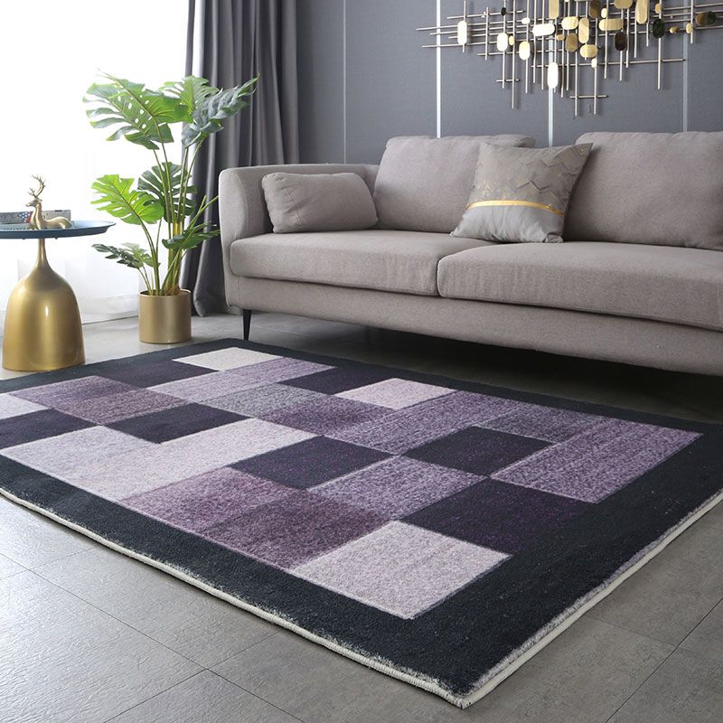 Purple Modern Carpet Blending Abstract Graphic Carpet Stain Resistant Carpet for Living Room