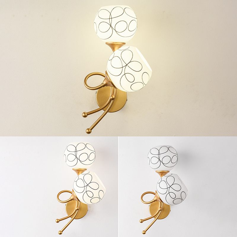 Glass Globe Sconce Light Fixture Modern 2-Light Wall Light for Bedroom