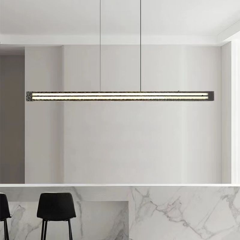 Contemporary Hanging Light Linear LED Island Light Fixture with Glass for Dining Room