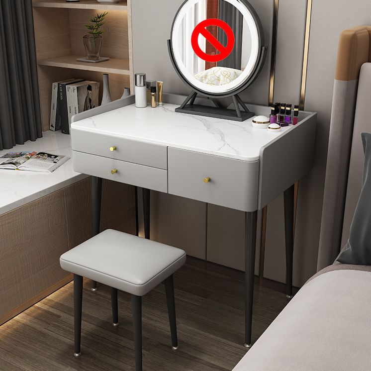 Contemporary Stone Dressing Table 31.1-In High Makeup Vanity Table with Stool